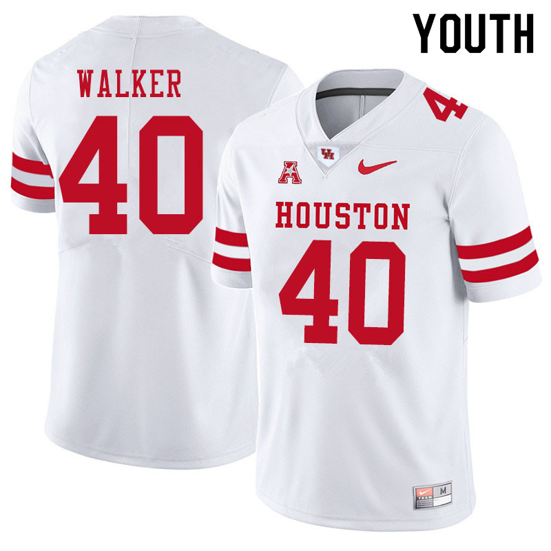 Youth #40 Kelan Walker Houston Cougars College Football Jerseys Sale-White - Click Image to Close
